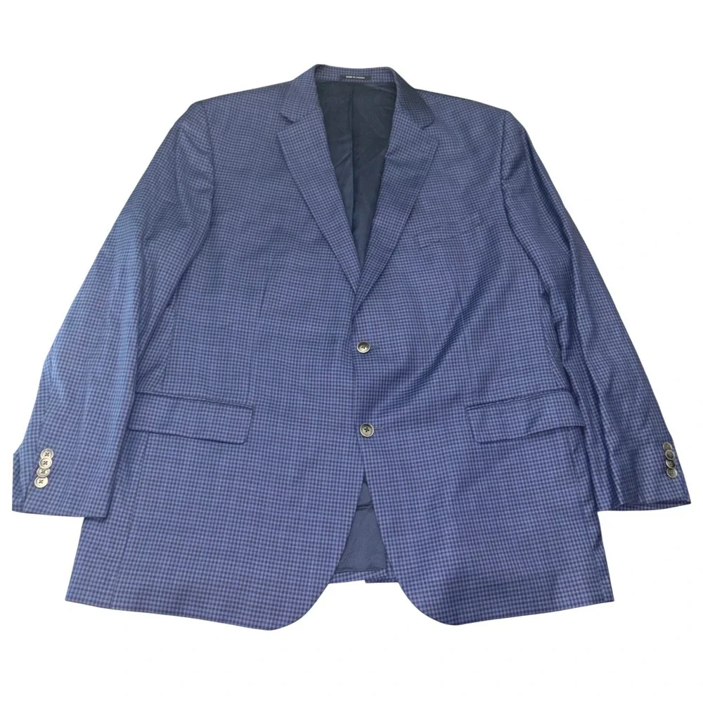 Cremieux Collection Loro Piana Wool Blazer Blue Micro Check Sport Coat Mens 50L